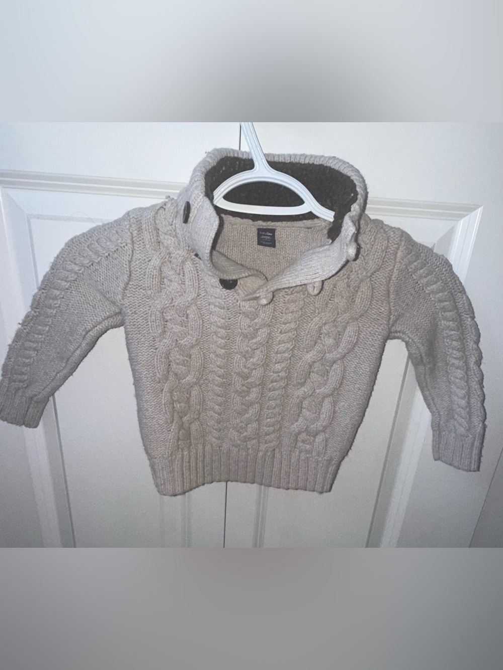 GAP Cream Cable Knit Hooded Turtleneck Sweater